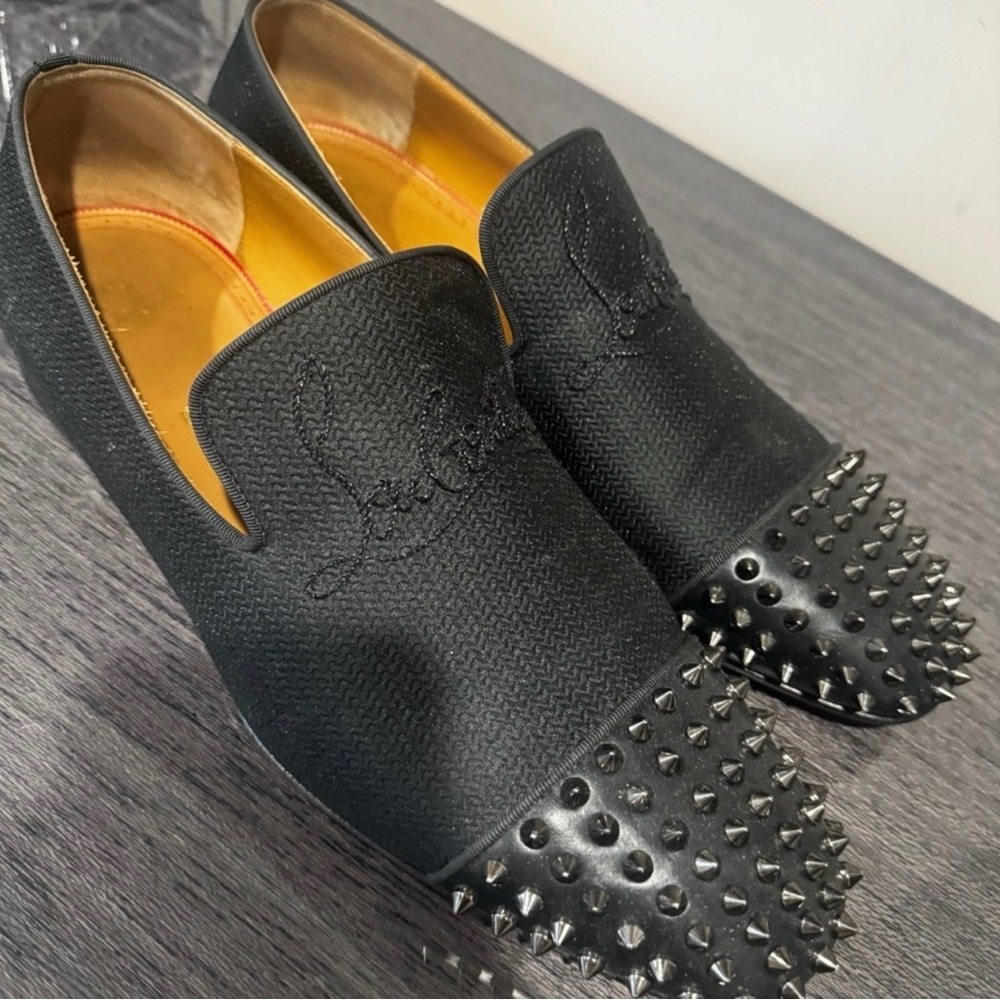 Christian Louboutin Black Studded Loafers